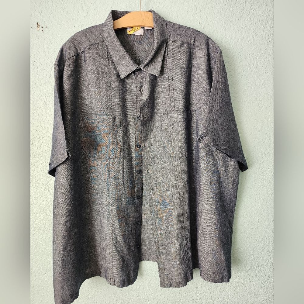Cafe Luna Linen Blend Stylish Black Casual Button Down Shirt